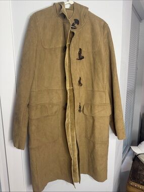 Harve Benard Tan Suede Toggle Trench Coat